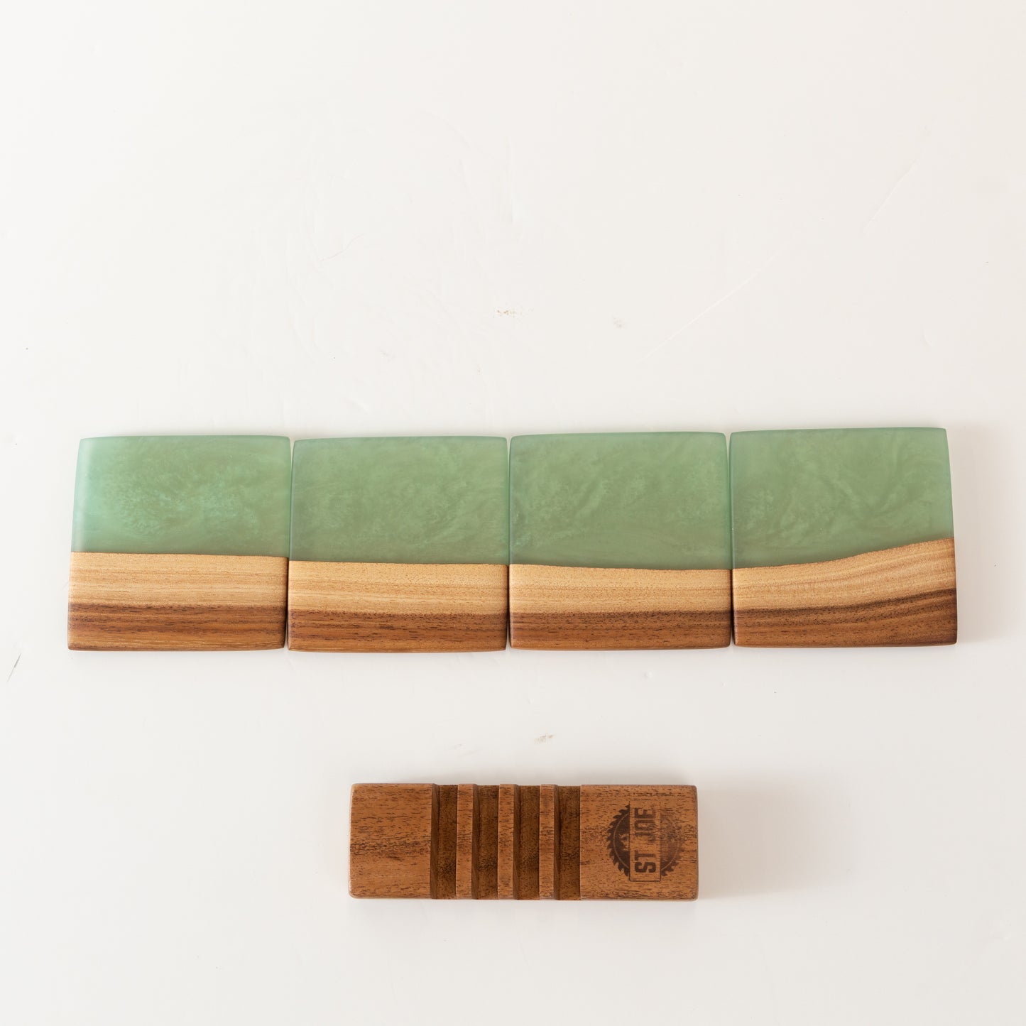 Willow Acacia Coasters with Green Resin
