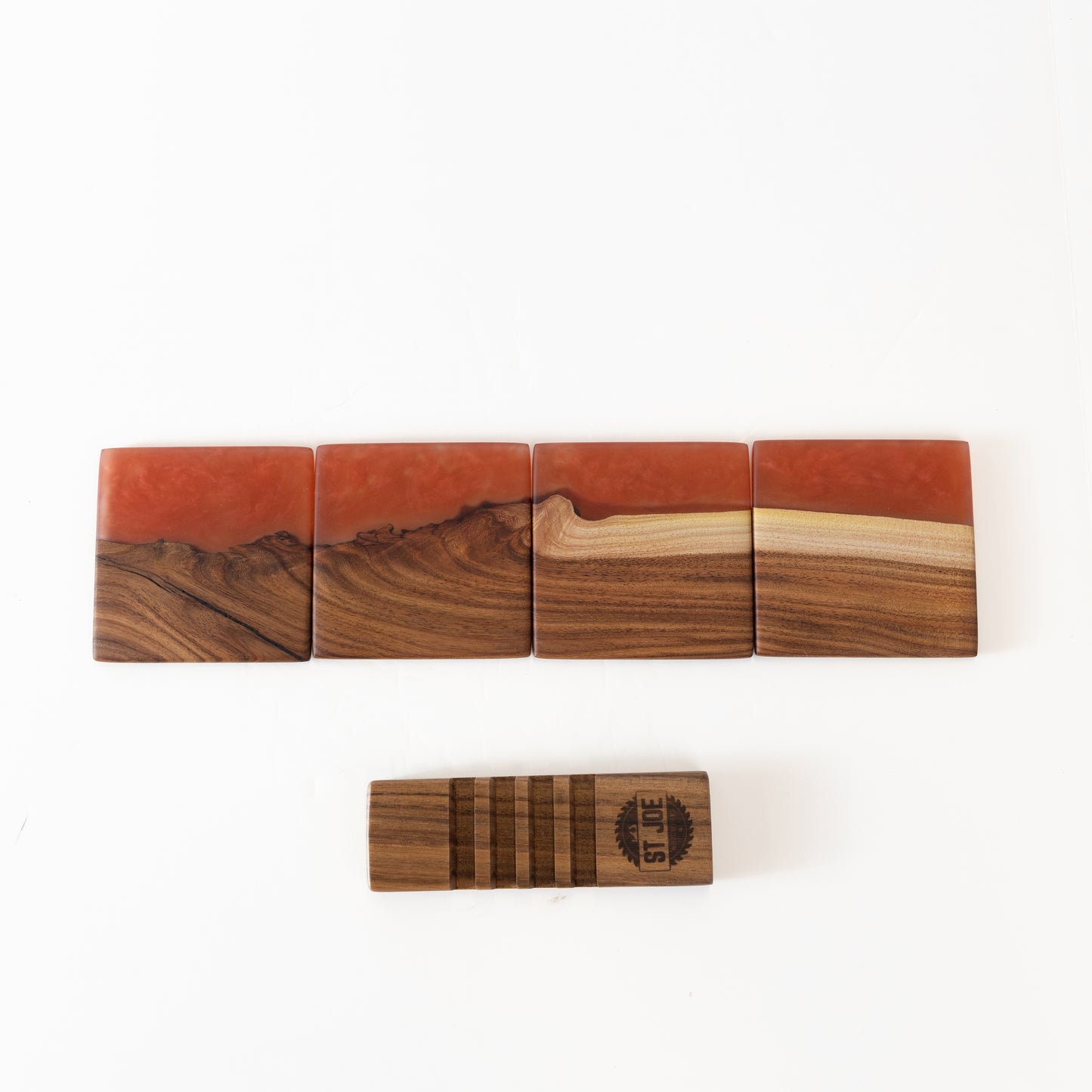 Willow Acacia Coasters with Merlot Resin