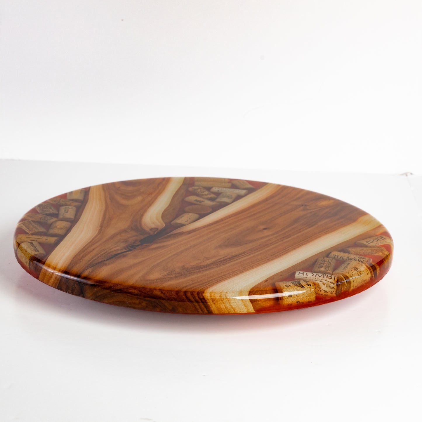 Willow Acacia and Wine Corks Lazy Susan - Merlot