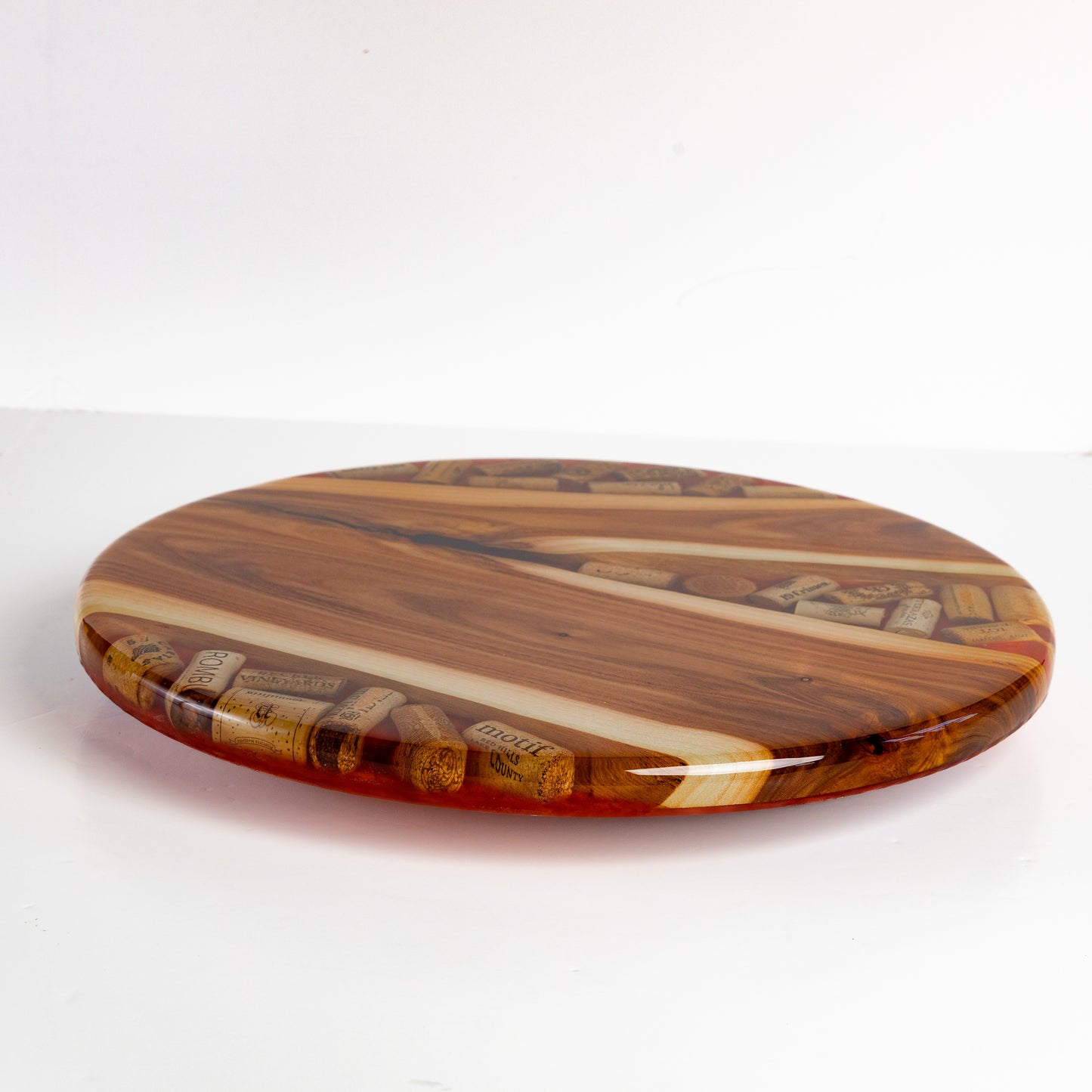 Willow Acacia and Wine Corks Lazy Susan - Merlot