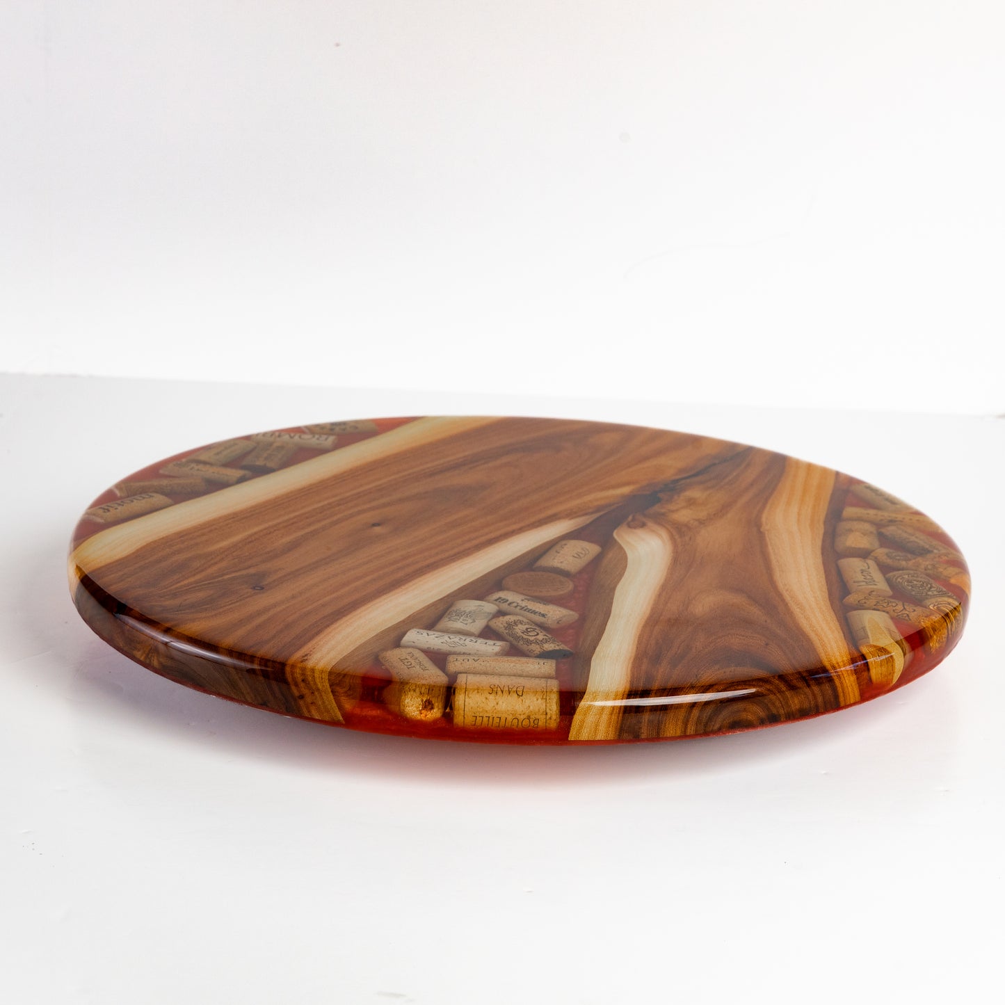 Willow Acacia and Wine Corks Lazy Susan - Merlot