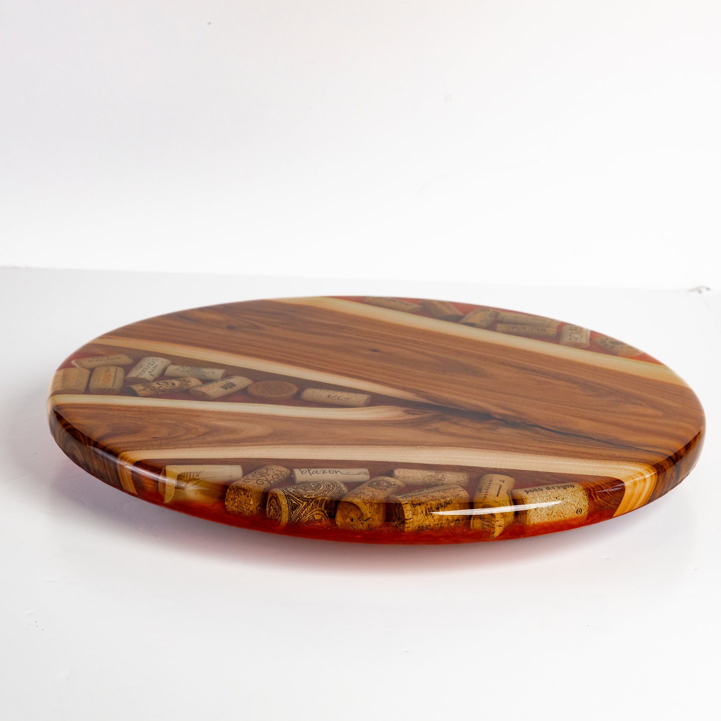 Willow Acacia and Wine Corks Lazy Susan - Merlot