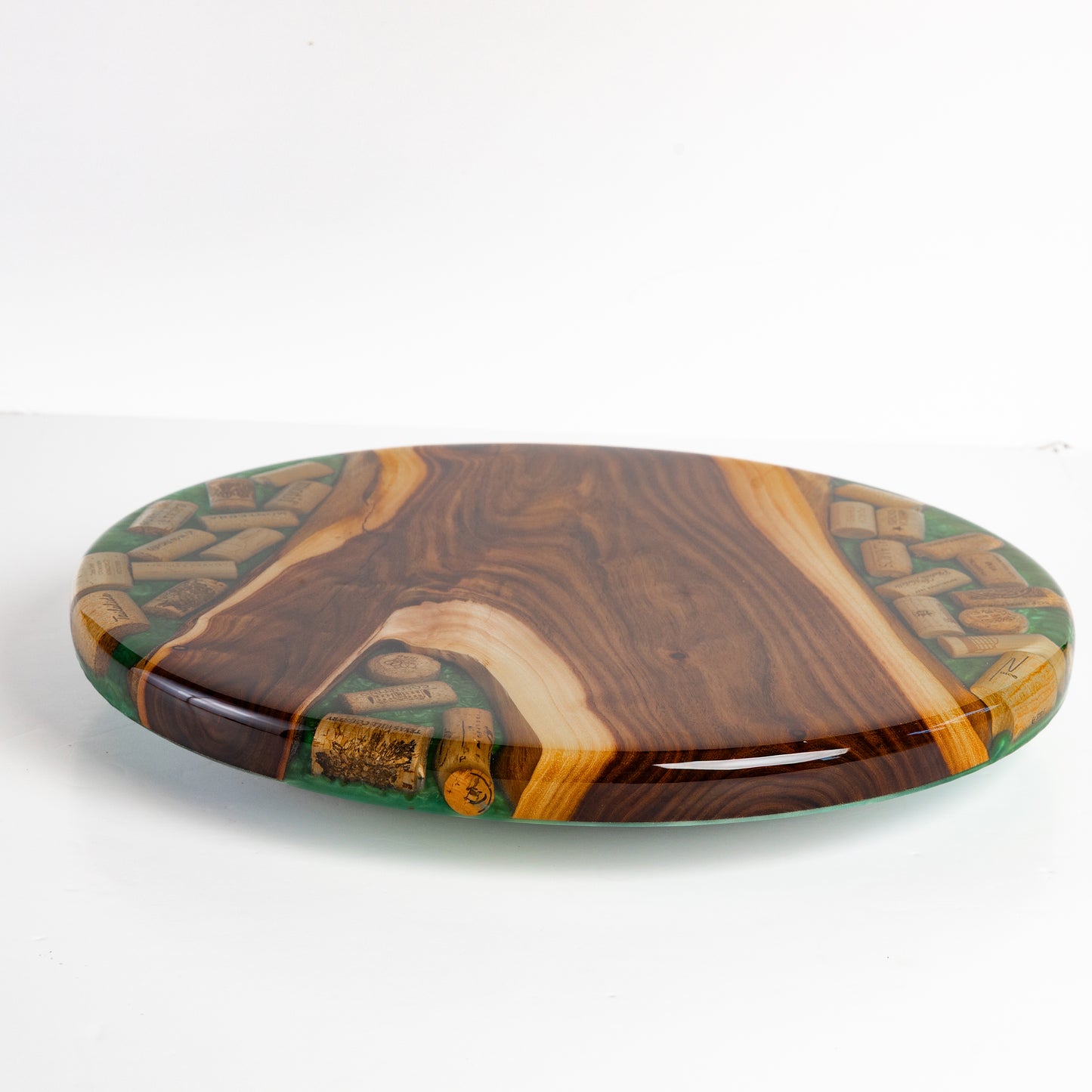 Willow Acacia and Wine Corks Lazy Susan - Green