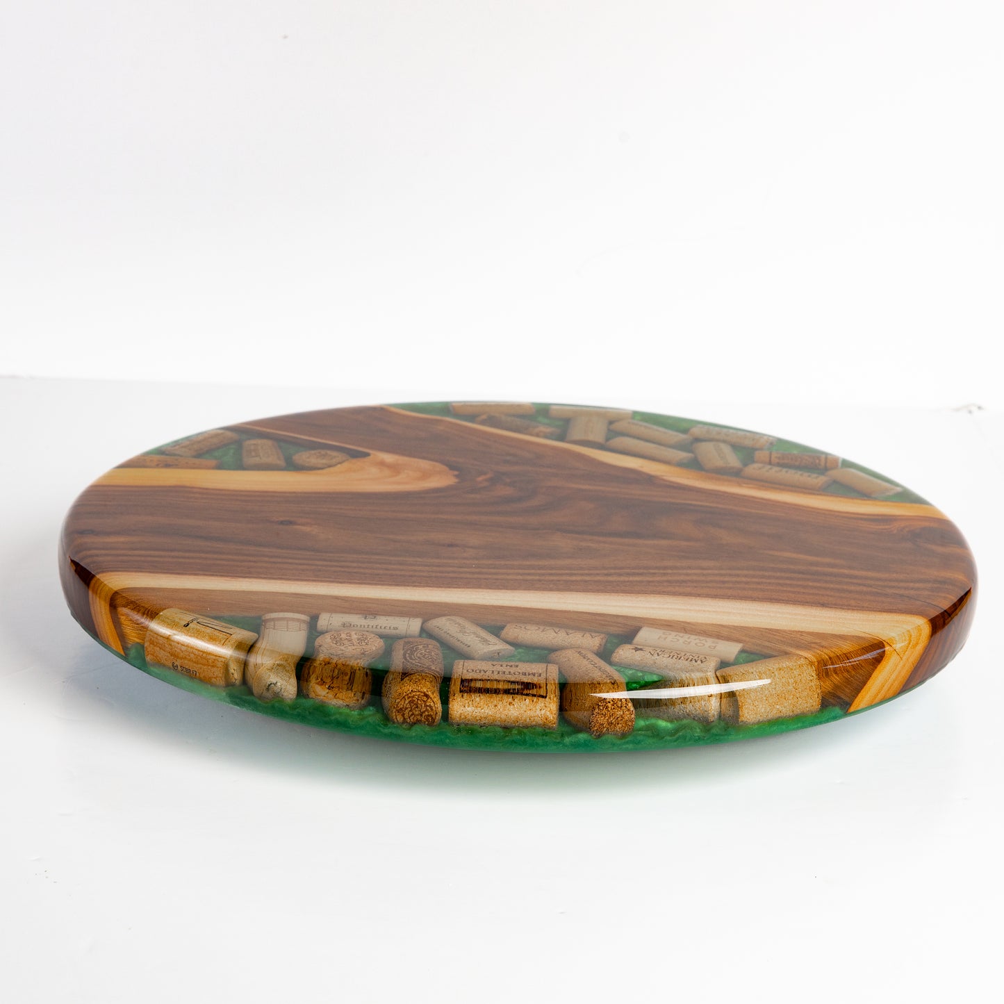 Willow Acacia and Wine Corks Lazy Susan - Green