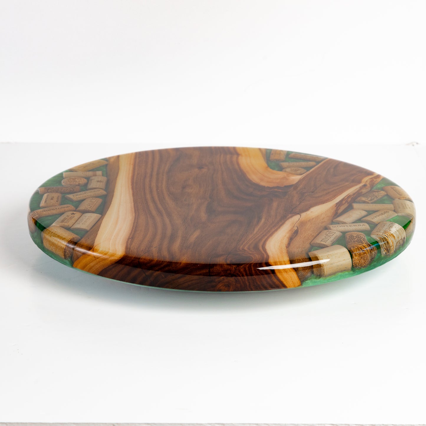 Willow Acacia and Wine Corks Lazy Susan - Green