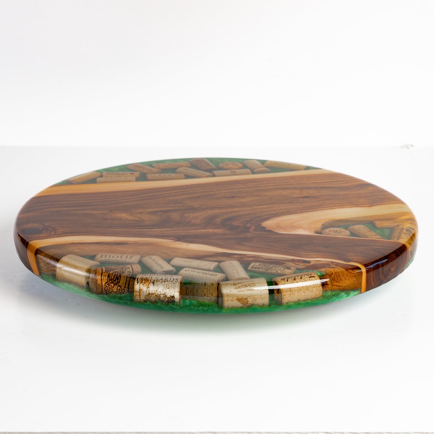 Willow Acacia and Wine Corks Lazy Susan - Green