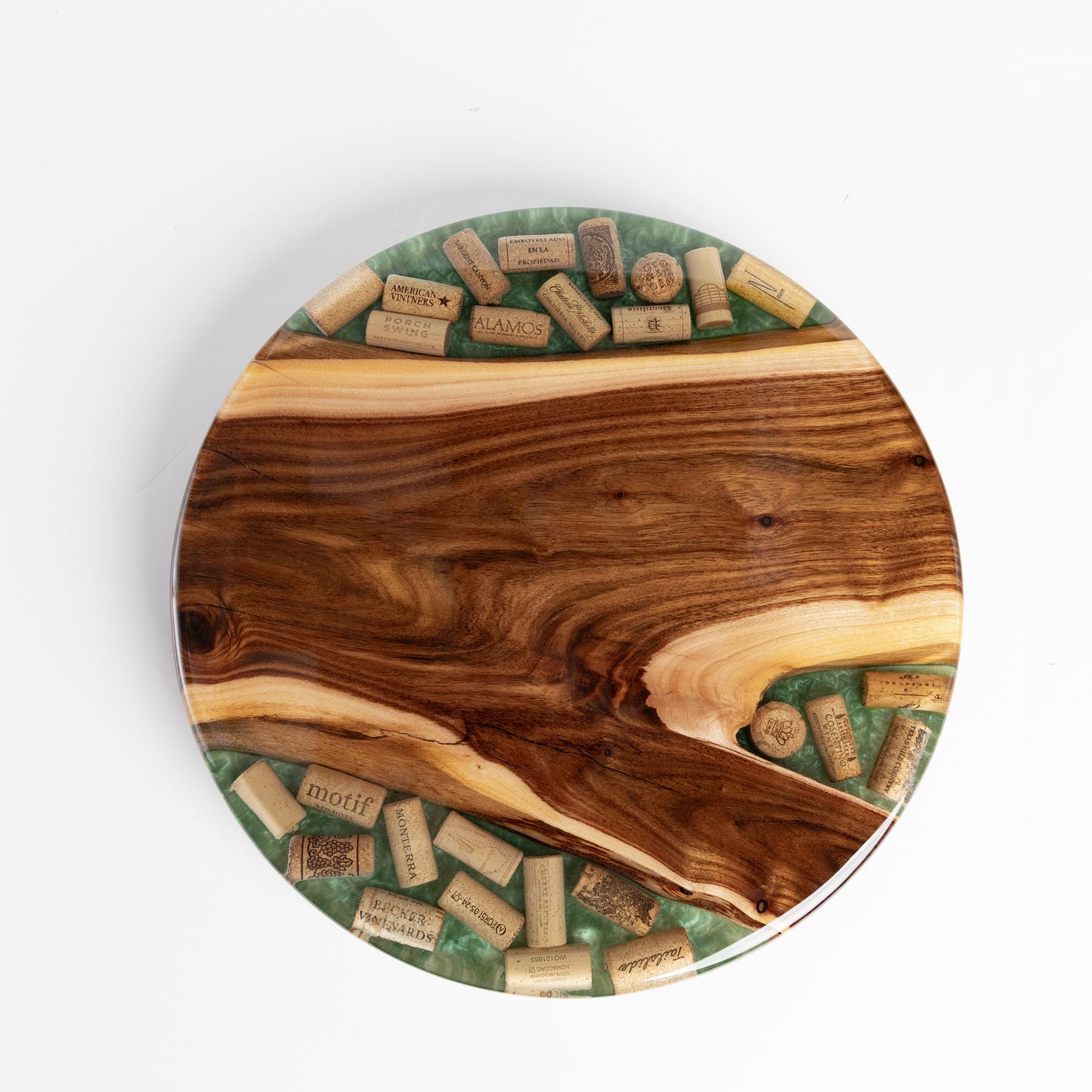 Willow Acacia and Wine Corks Lazy Susan - Green