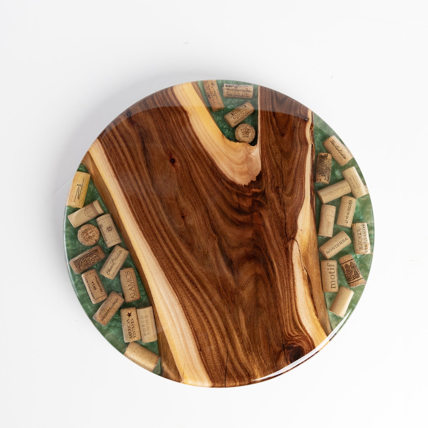 Willow Acacia and Wine Corks Lazy Susan - Green