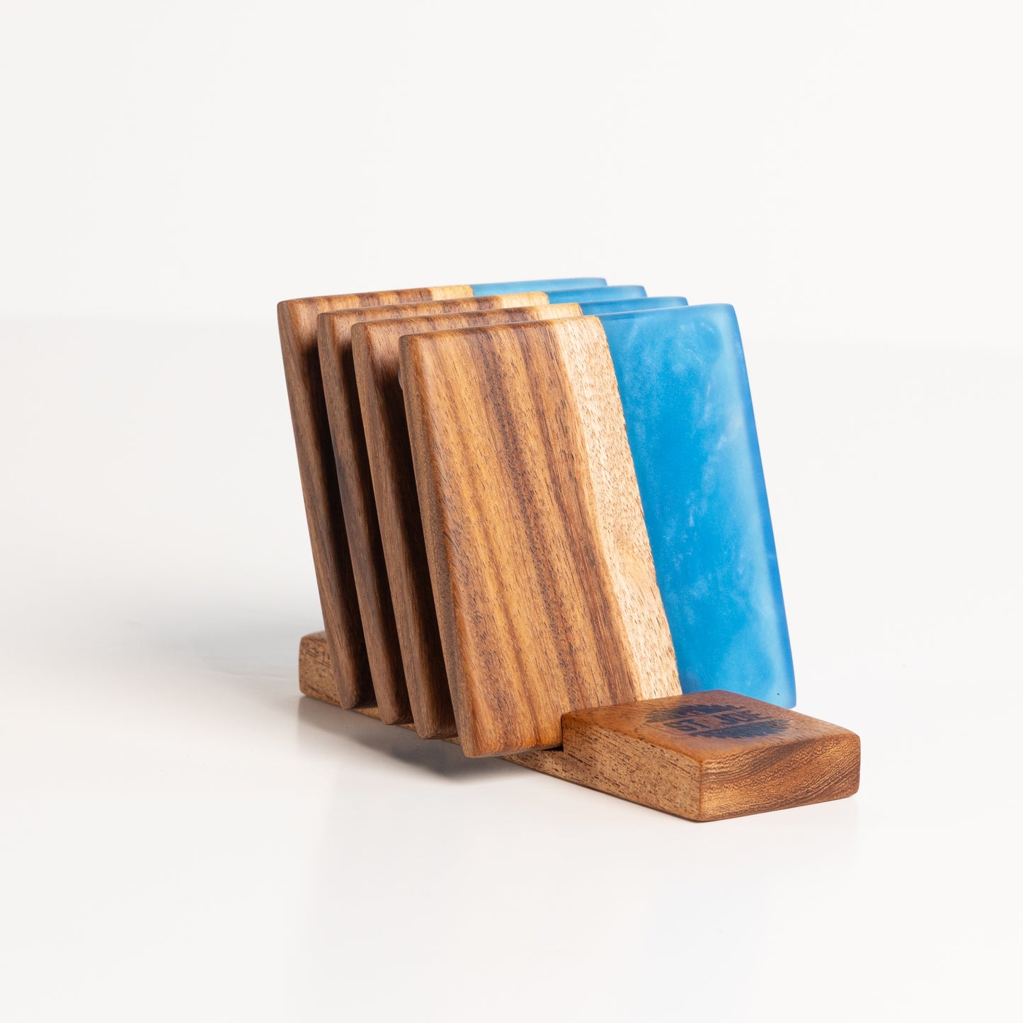 Mesquite Coasters with Blue Resin