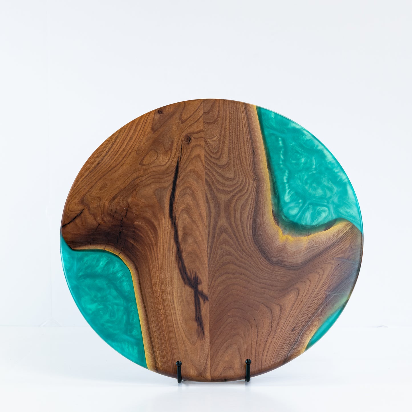 Round Chinese Elm Charcuterie Board - Forest Green