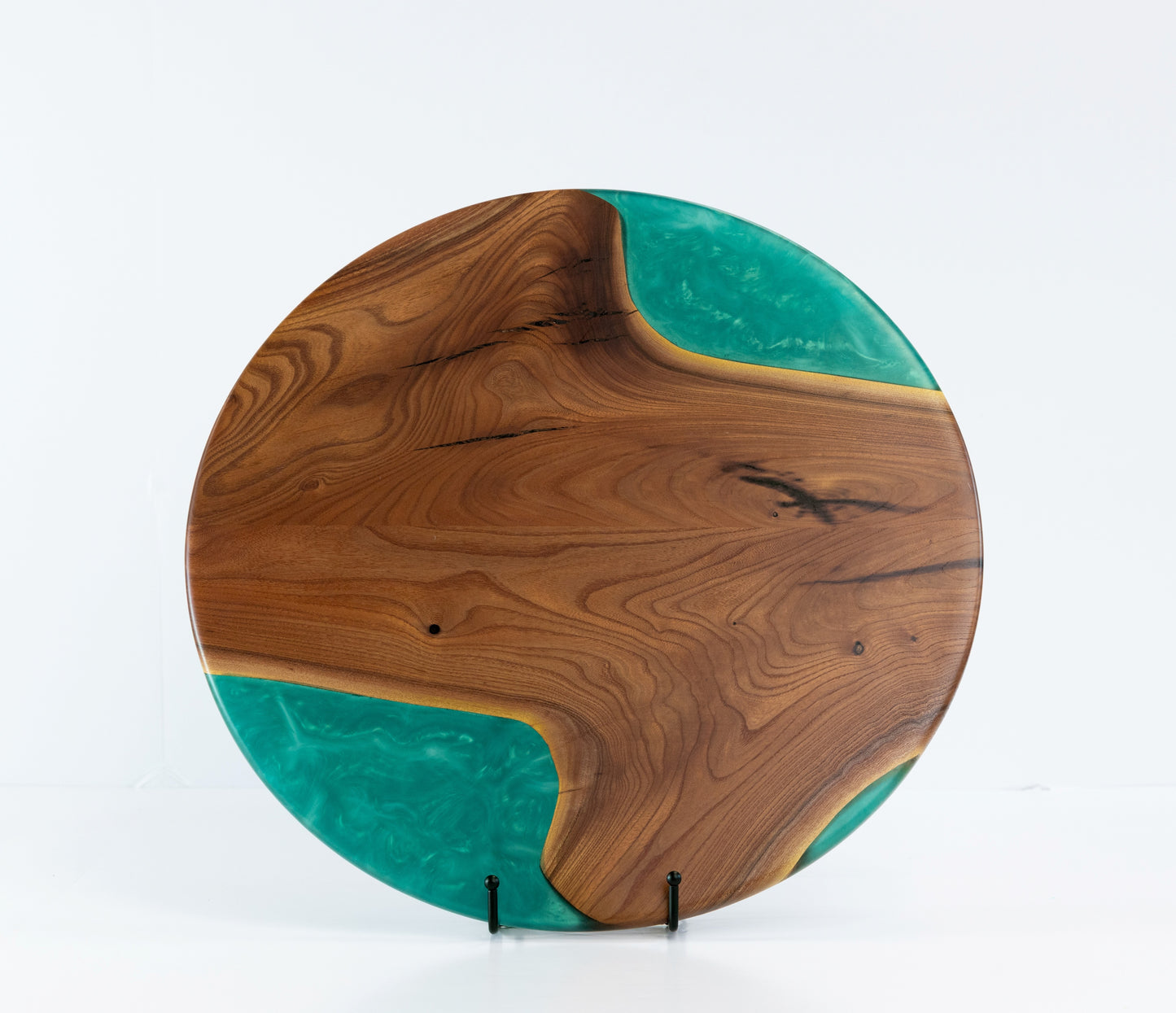 Round Chinese Elm Charcuterie Board - Forest Green