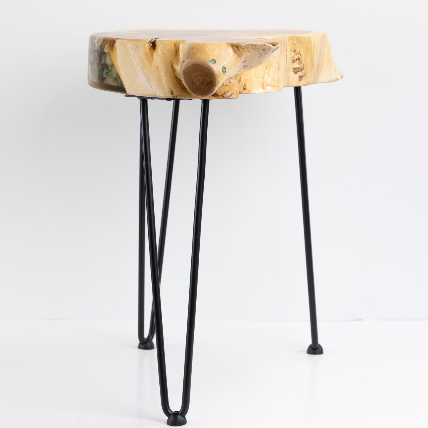 Mesquite End Table - Wood and Stone