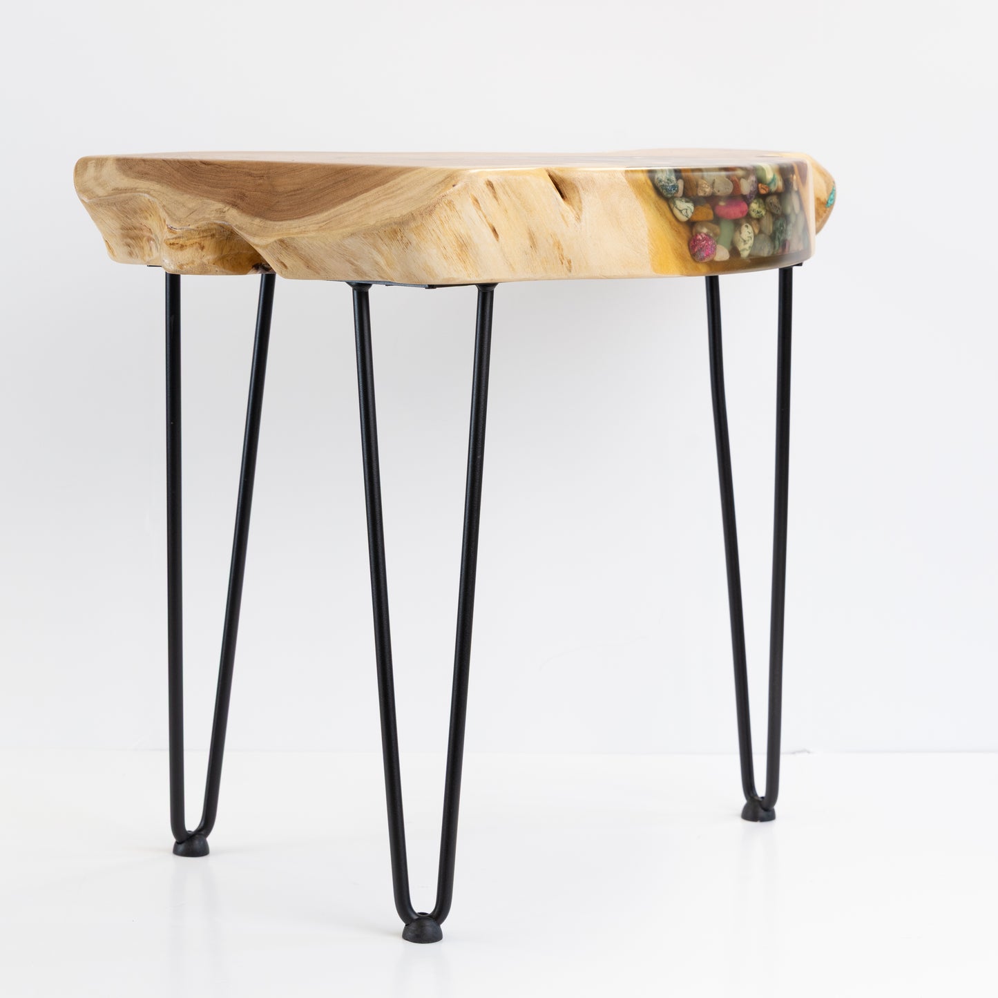 Mesquite End Table - Wood and Stone