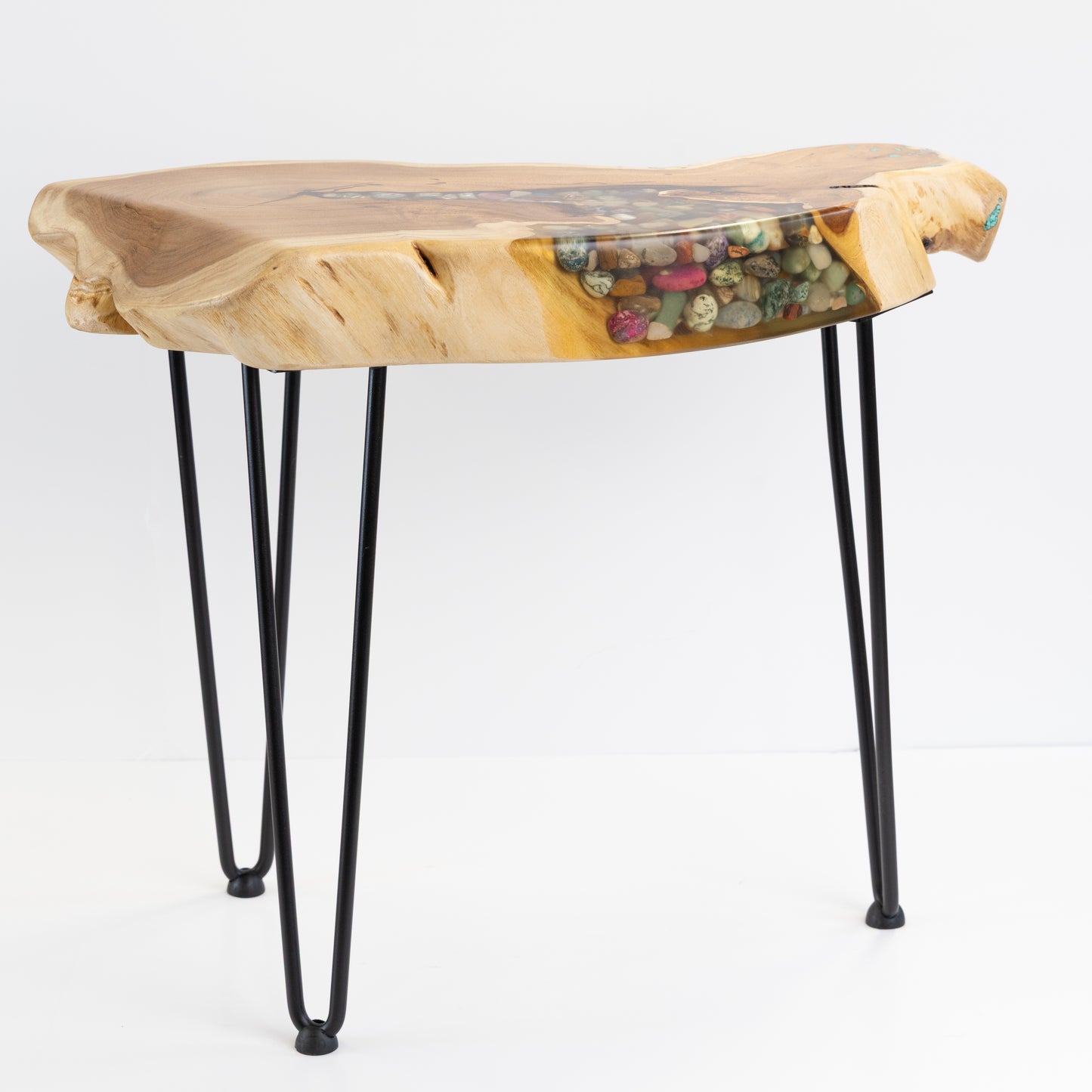 Mesquite End Table - Wood and Stone