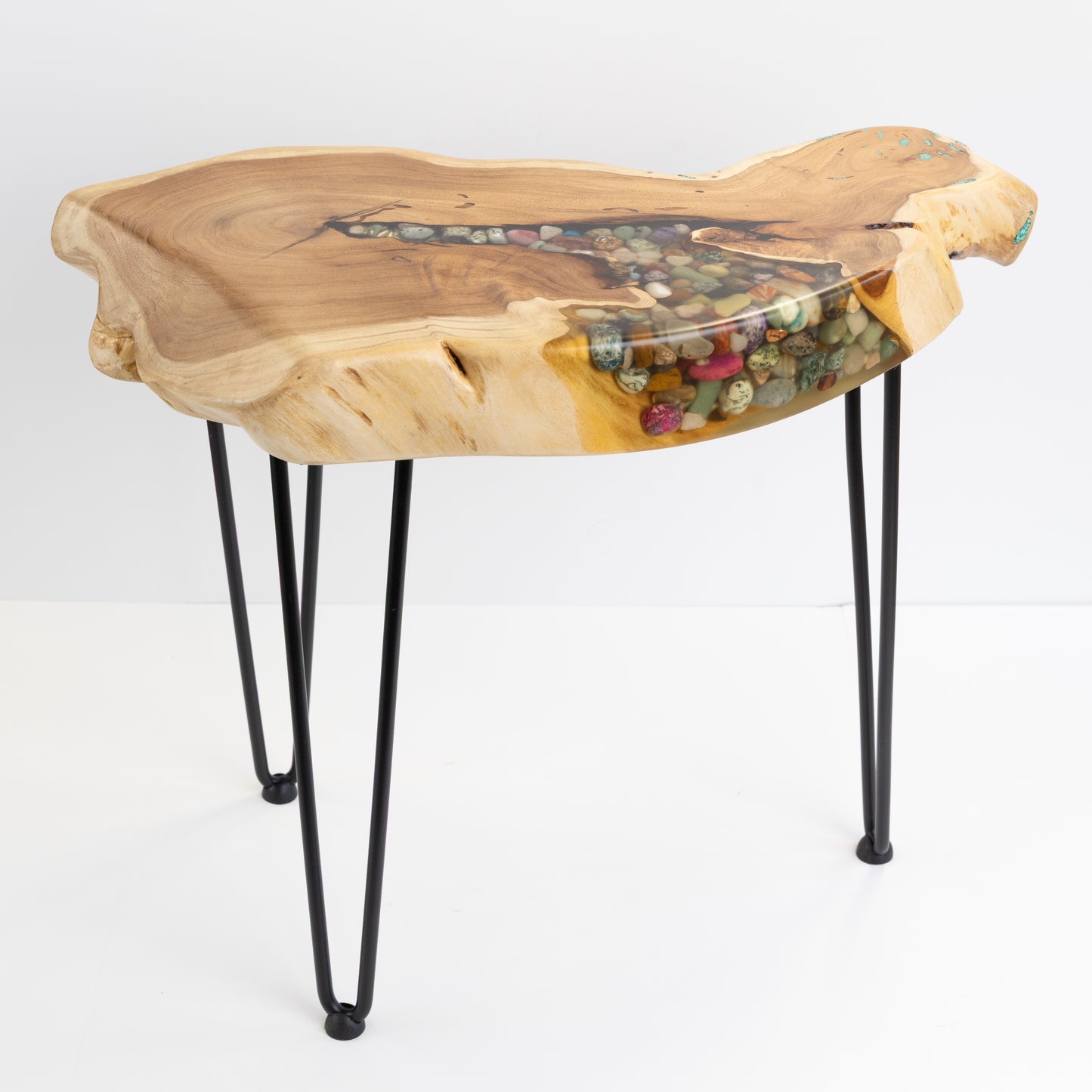 Mesquite End Table - Wood and Stone