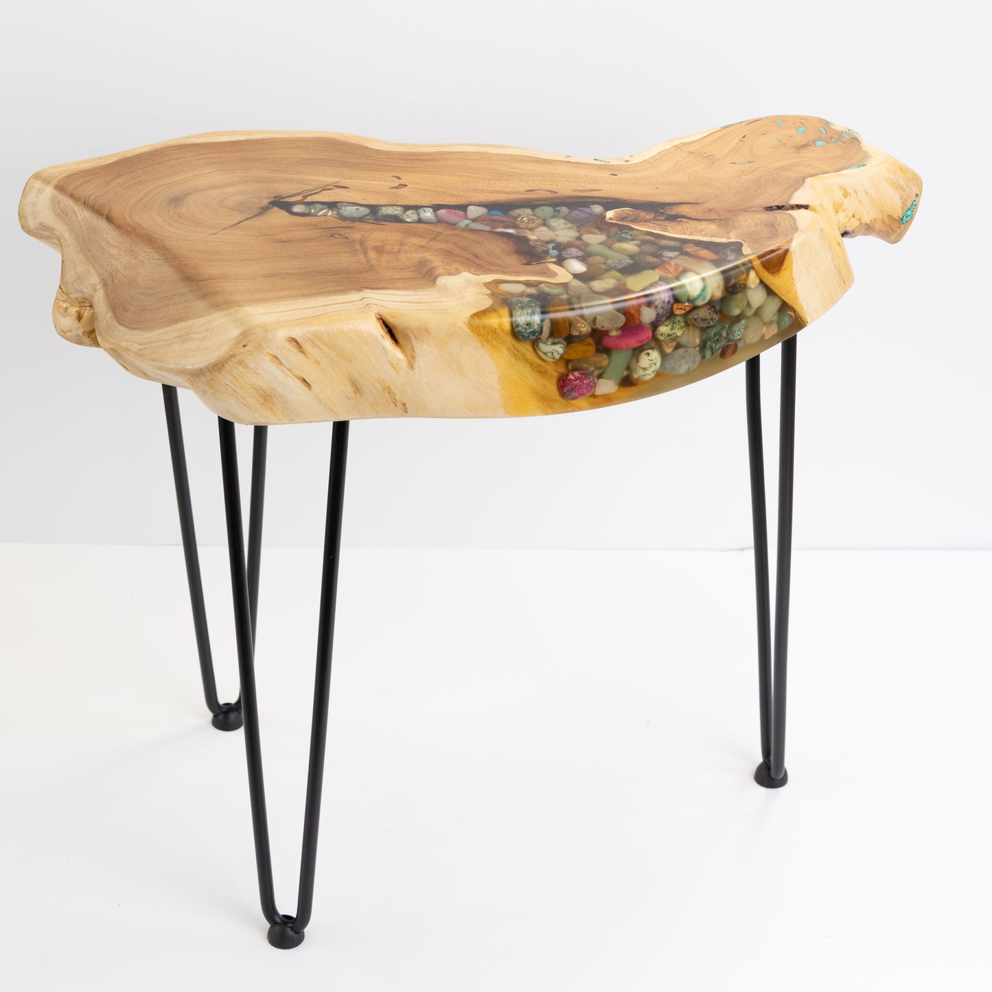 Mesquite End Table - Wood and Stone