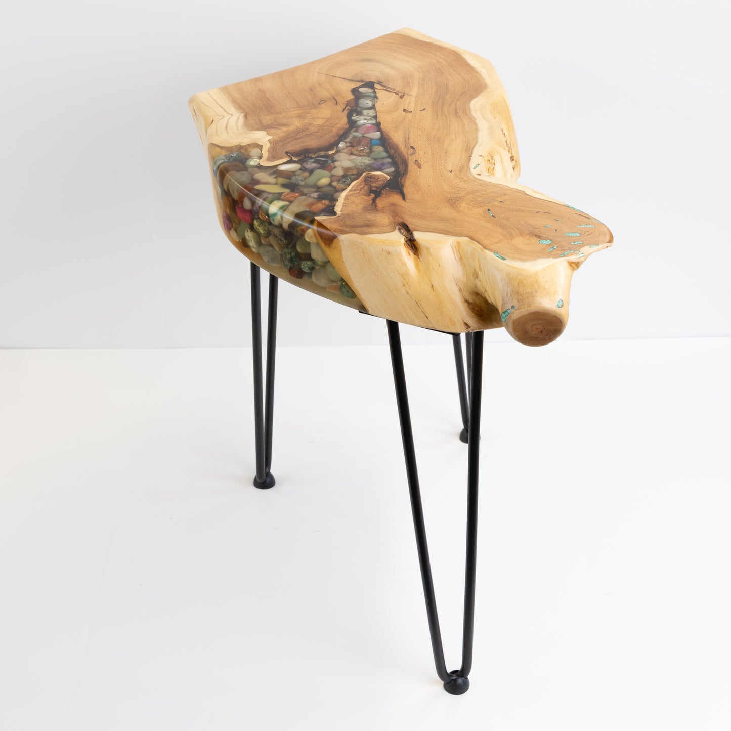 Mesquite End Table - Wood and Stone