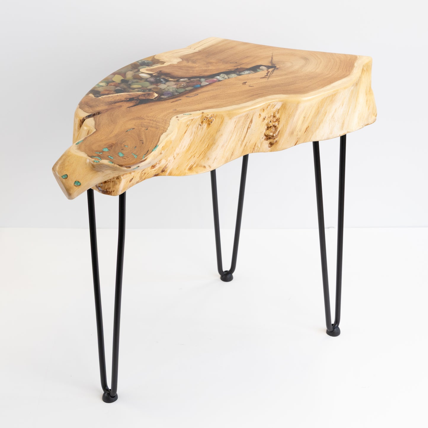 Mesquite End Table - Wood and Stone
