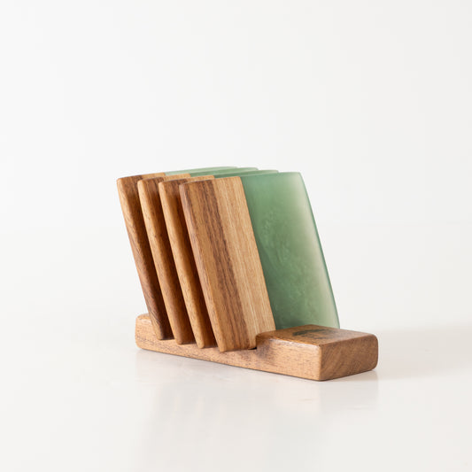 Willow Acacia Coasters with Green Resin