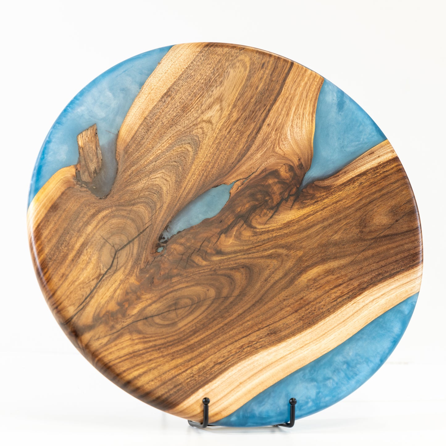 Willow Acacia Lazy Susan - Bright Blue