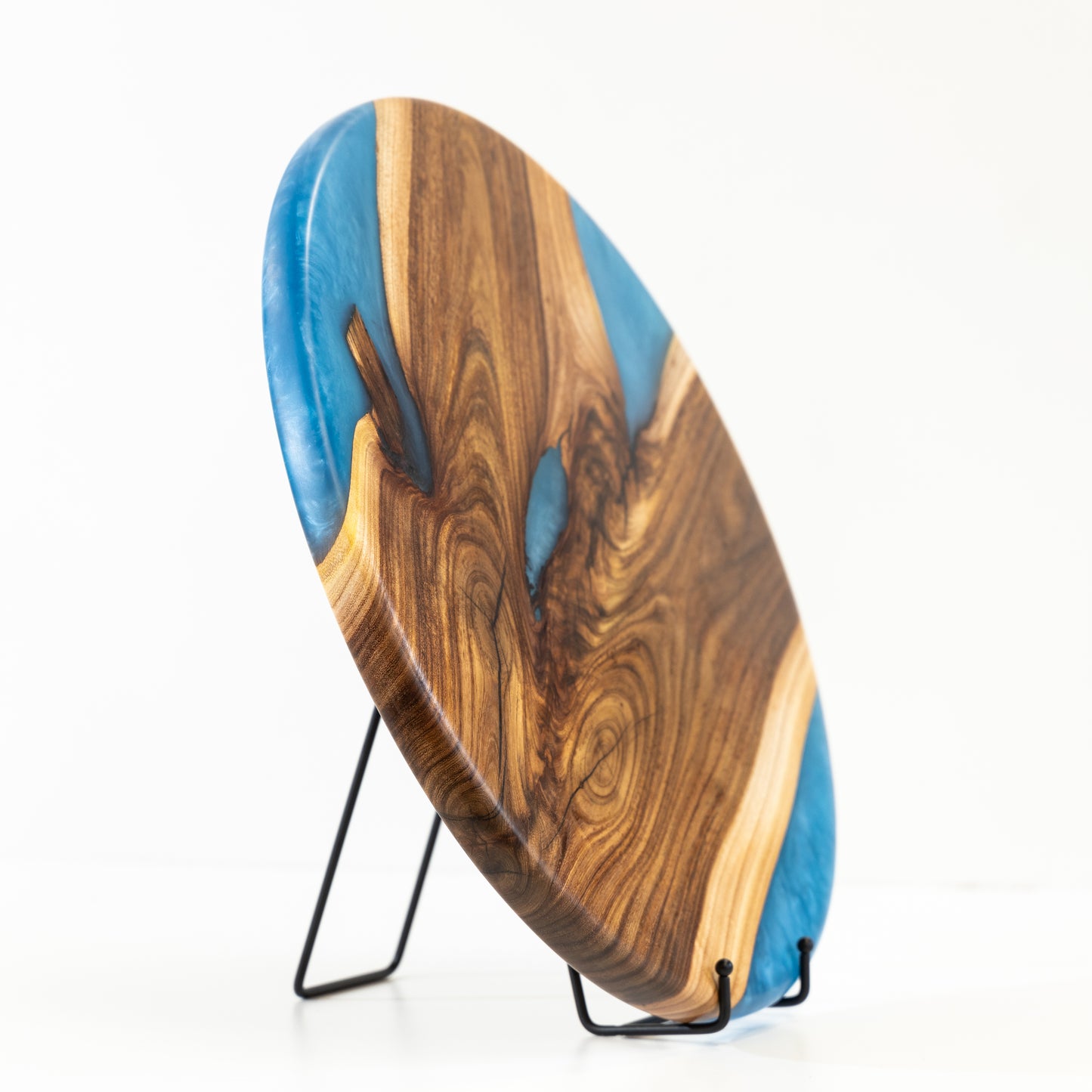 Willow Acacia Lazy Susan - Bright Blue