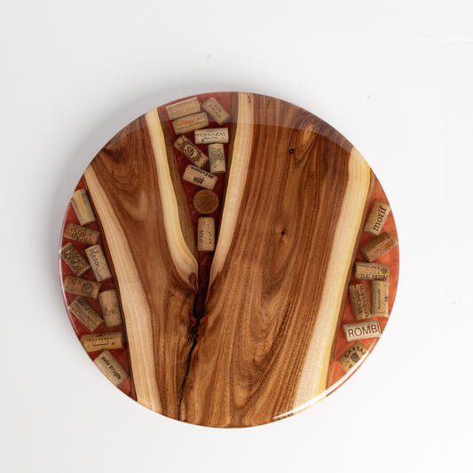 Willow Acacia and Wine Corks Lazy Susan - Merlot