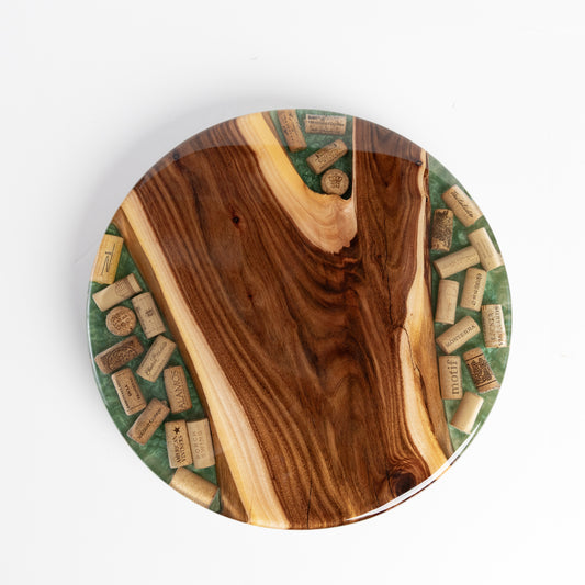 Willow Acacia and Wine Corks Lazy Susan - Green