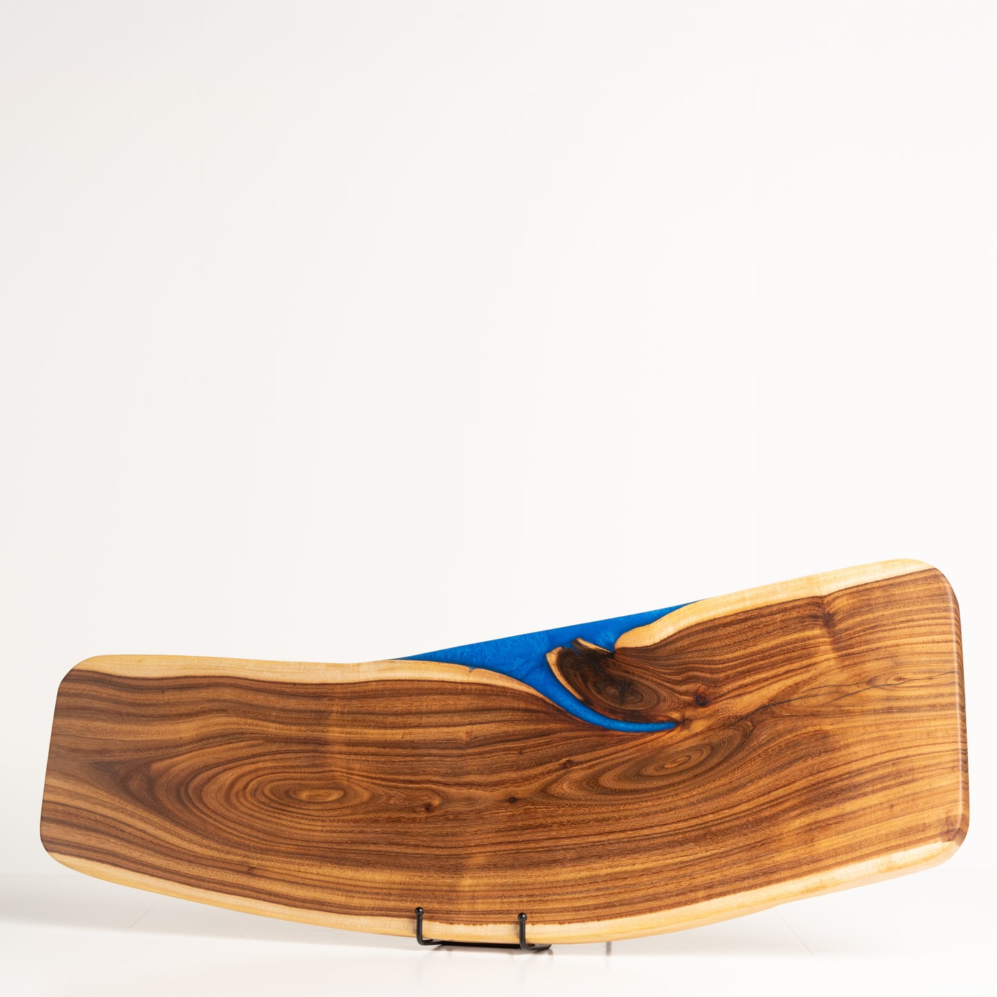 Large Willow Acacia Serving Board with Blue Highlight