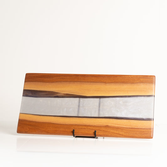 Chinese Elm Charcuterie Board - River style with Lilac Resin
