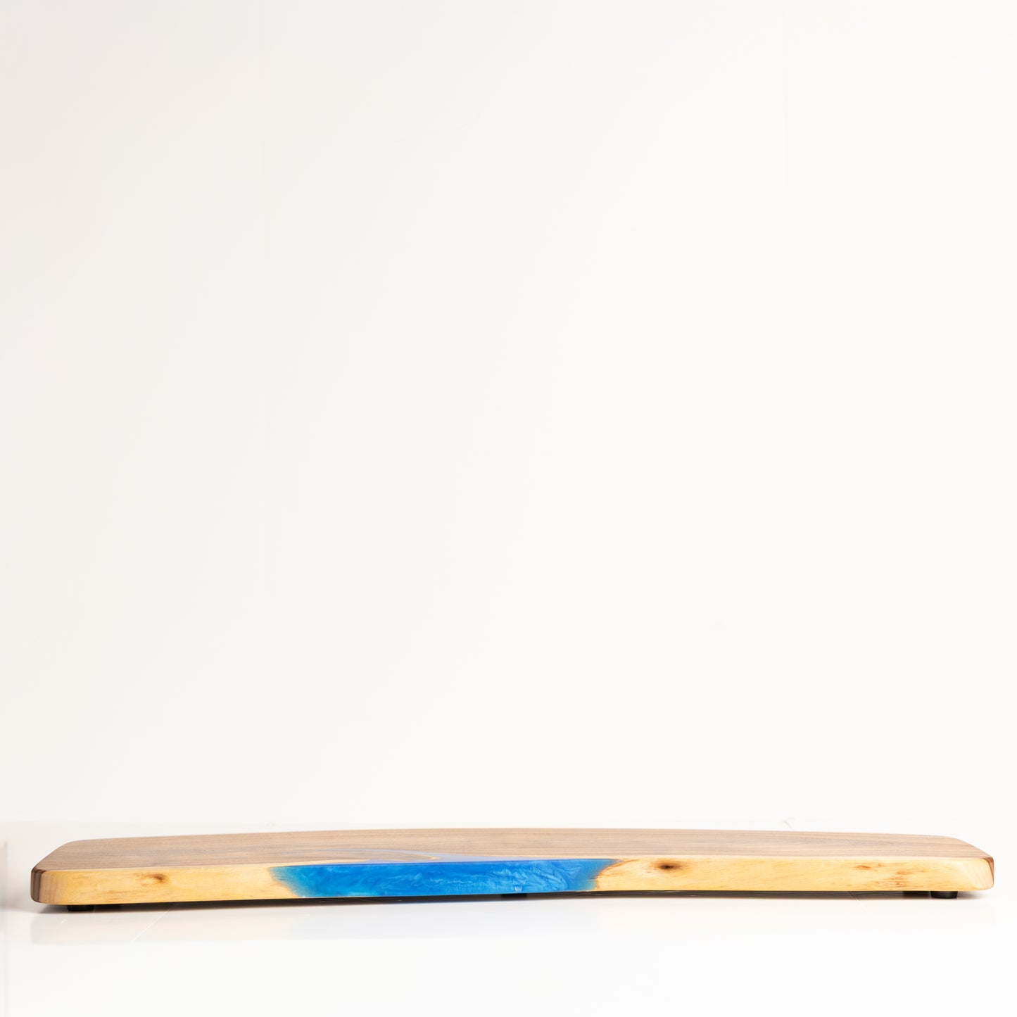 Large Willow Acacia Serving Board with Blue Highlight