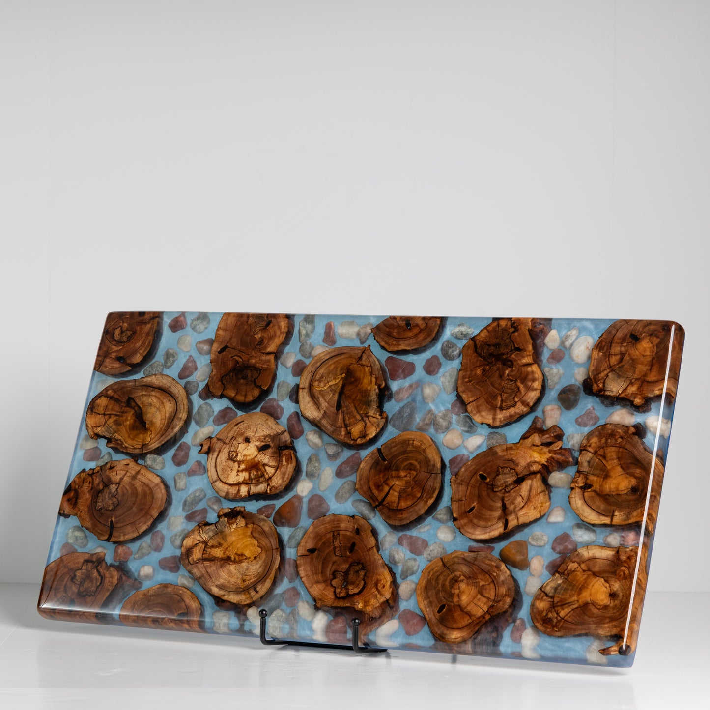Blue Wood/Stone Charcuterie Board
