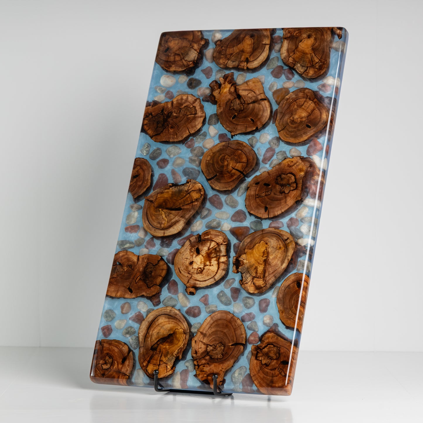 Blue Wood/Stone Charcuterie Board