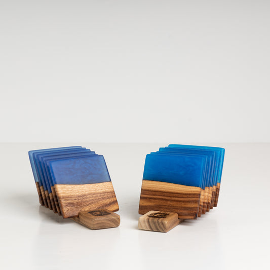 Willow Acacia Coasters - Blue