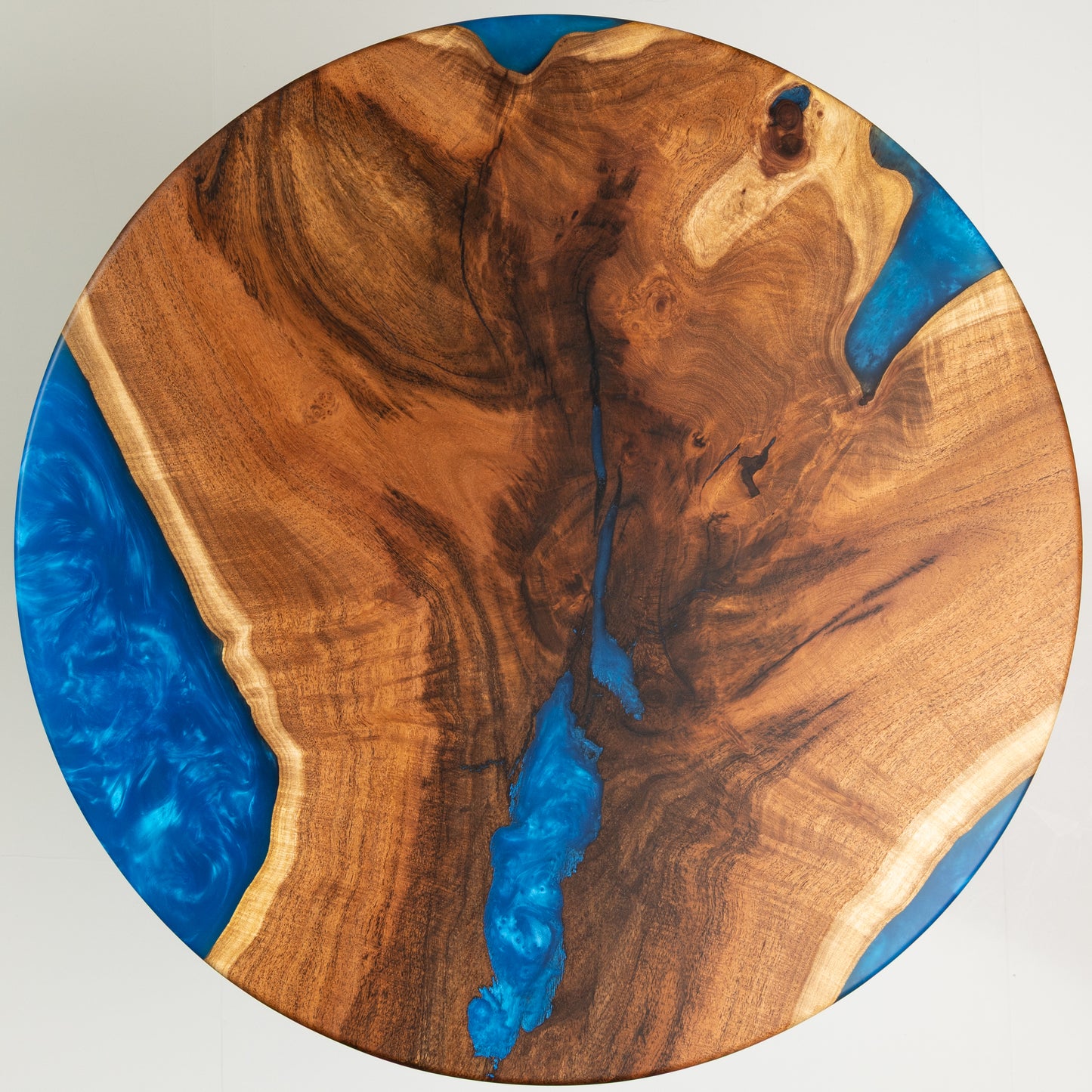 Mesquite side table with Blue accents