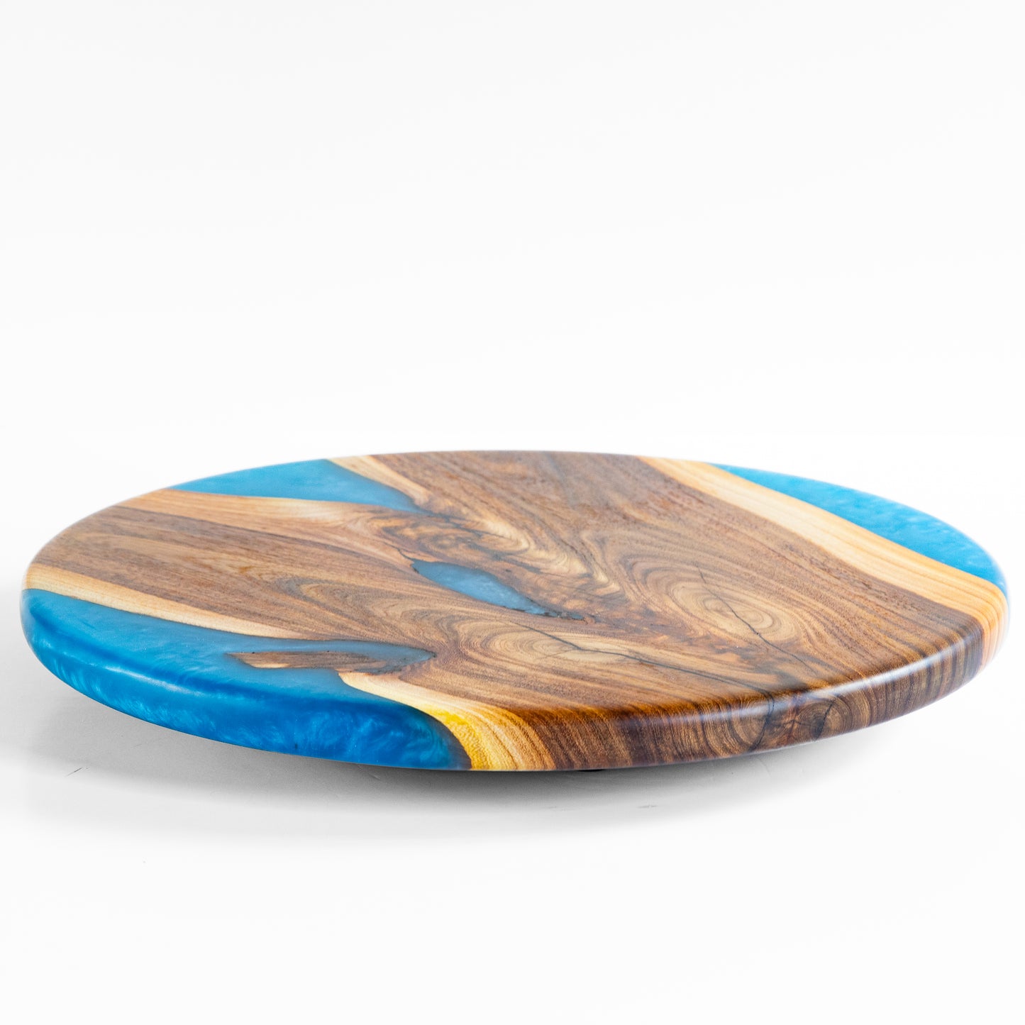 Willow Acacia Lazy Susan - Bright Blue