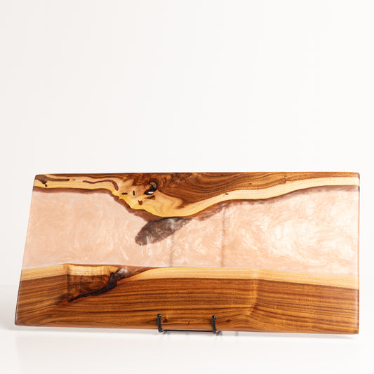 Willow Acacia Charcuterie Board with Translucent Light Copper
