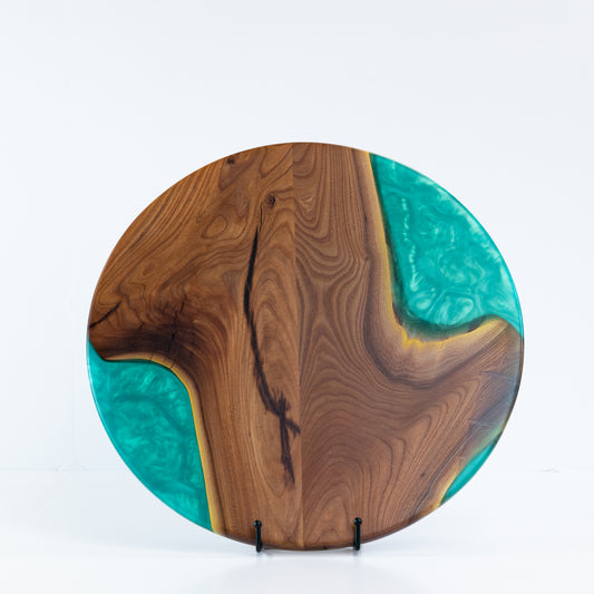 Round Chinese Elm Charcuterie Board - Forest Green